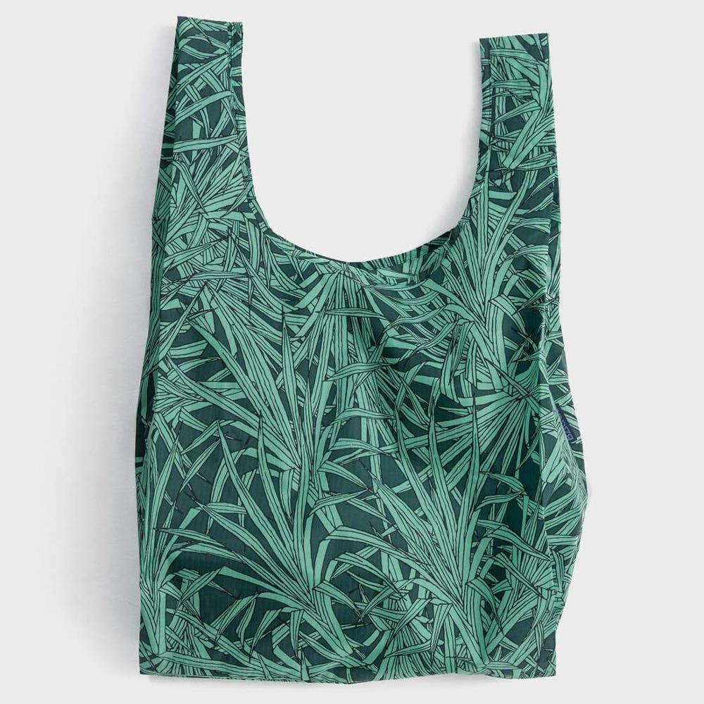 Polyester bag with green leaf pattern