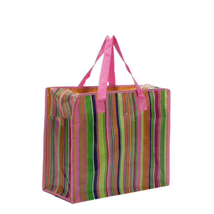 Striped PP woven shopping bag