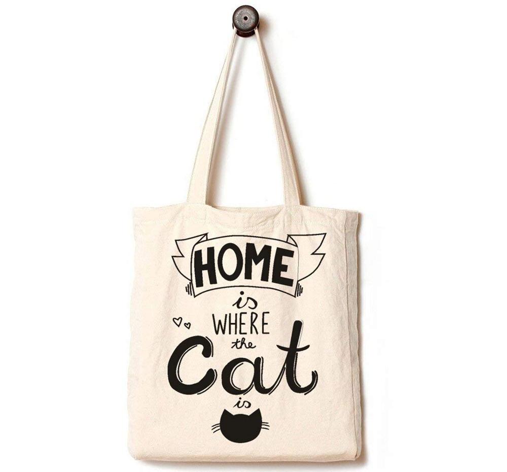 Cotton bag with cat print